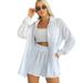 Women's Clothing ladies long-sleeved shorts loose casual women's clothing two-piece suit_ecoleips.com