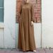 2024 New Muslim Women's Clothing Middle Eastern Arabic Style Stand Collar Zipper Cardigan Pocket Elegant Loose Dress_ecoleips.com