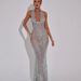 Women’s Clothing Fashion Trend Sequined Deep V Halter Neck Hip Skirt Female Winter New Sexy Slim Slightly Revealing Back Long Skirt_ecoleips.com