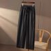 Suitable For All Seasons Summer Ice French Tencel Linen Elastic High Waist Tapered Banana Scythe Long Pants For Women_ecoleips.com