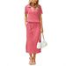 Women's Clothing Summer New Arrival Women's 2-Piece Set Casual Lapel T-Shirt And Slit Skirt_ecoleips.com