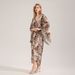 Aria Basics New Cross-border Women's Robe WB Printed Satin Chiffon Elegant Long Solid Color Simple Bathrobe Light Home Wear_ecoleips.com