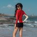 Aria Basics Women's Long Sleeve Diving Sun Protection Two-Piece Quick-Dry Snorkeling Suit With Zipper Slimming Swimsuit_ecoleips.com