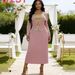Women's Clothing Elegant Commuter Dress High End Miyake Style Color Blocked Faux Two Piece Design V Neck Long Dress For Women_ecoleips.com