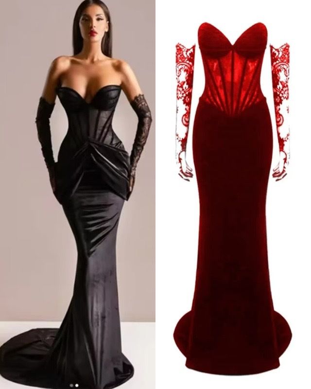 Sexy Slim Bodycon Dress For Banquets Heavy Duty Fishbone Long Lace Velvet American Style Women's Clothing_ecoleips.com