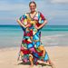 Women's 100% Cotton Beach Cover Up Dress - Boho Print Sun Shirt, Loose Fit Swimwear Cover Up, Vacation Long Sleeve Tunic For Pool_ecoleips.com