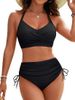 Aria Basics 2026 European And American Two-piece Striped Hollow Drawstring Nylon High-waisted Set Bikini Swimsuit For Women_ecoleips.com