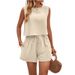 Women's Clothing Fashion Suit Temperament Sleeveless Top Shorts Pants Two Piece Suit_ecoleips.com