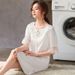 2026 New Collar Solid Color Ice Silk Pajamas Look Sweet And Cute Short-sleeved Silk Pajamas Loungewear_ecoleips.com