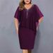 Women's Fashionable Trendy Solid Color V Neck Mid Sleeve Casual Dress Plus Size Summer_ecoleips.com