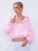 Women's Casual Solid Color Hoodie Waist Jacket Long Sleeve Short Jacket Zipper Cardigan Sweater_ecoleips.com
