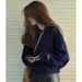 High-end Vintage Niche Navy Blue Round-neck Sweatshirt For Women, Fleece-lined, Thickened, Slimming, New Autumn And_ecoleips.com
