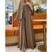 Women's Clothing Fashion Street Chiffon V Neck Embroidered Long Dress Robe With Headscarf_ecoleips.com
