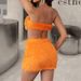 Ins European And American Sexy Solid Color Furry Set Nightclub Style Hot Girl Short Tube Top High Waist Bodycon_ecoleips.com