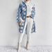 Women's Autumn/Winter Flap Pocket Plaid Coat Thick Mid-Length Outerwear Blue And White Checkered Design_ecoleips.com