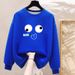 Korean Style Women's round Neck Sweatshirt 2023 New Loose Fit Fleece Lined Thickened Lazy Style Top for Ladies_ecoleips.com