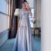 Elegant Floral Print V-Neck Maxi Dress With Elastic Waist For Women, Casual & Office Wear, Blue & Pink Options_ecoleips.com