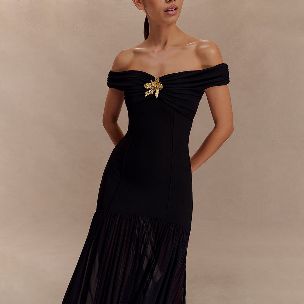 Women's Clothing New Elegant Tube Top Ladies Dress Sexy Mesh Splicing Backless Pleated Slim Fit Long Skirt_ecoleips.com