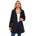 Women's Lightweight Water-Resistant Hooded Trench Coat With Detachable Hood, Long Sleeve Casual Jacket For Spring & Fall, Loose Fit Travel Windbreaker_ecoleips.com