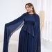 Voya Women's Cape Sleeve Gown - Premium Satin Pearl Chiffon Maxi Dress - Elegant High Street Fashion For Wedding Guest, Formal Party & Evening Wear_ecoleips.com