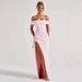 Women's Strapless Sweetheart Neckline Maxi Dress - Sexy Backless Gown With High Slit (Elegant Evening Dress Bodycon Formal Gown)_ecoleips.com