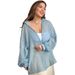 Women's Linen Blend Long Sleeve Shirt - Lightweight Sun Protection Cover Up Blouse_ecoleips.com