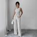 Professional Two Piece Suit for Women OL Style Slimming High Waisted Wide Leg Long Sleeveless Top Spring Autumn Outings_ecoleips.com