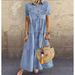 Women's Clothing Distressed Dress Long Multi-Button Denim Style_ecoleips.com