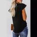 Women's Clothing Summer Buttoned Knotted Chiffon Shirt V Neck Women's Ruffled Short Sleeved Women's Top_ecoleips.com
