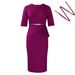 Elegant Office Pencil Dress for Women Slim Fit Stretchy Bodycon Casual Professional Wear with Belt Summer Style_ecoleips.com
