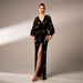 European And American High End Long Sleeved Temperament V Neck Sexy Long Sequined Banquet Evening Dress Bridesmaid Dress Dress For Women_ecoleips.com