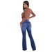 Women's Clothing Multi Button High Waist Elastic Micro Flared Jeans Women's Trousers_ecoleips.com