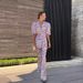 Women's Summer Short-Sleeve & Pants Set – Slim Fit Casual Outfit With Belt Detail For Petite_ecoleips.com
