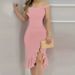 2025 New Summer Fashion Tight Bodycon Off-Shoulder Ruffle Dress Women's Clothing_ecoleips.com