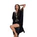 Women's Floral Collar Beach Kaftan - Pullover Bikini Cover-Up With Sun Protection, Summer Swimwear_ecoleips.com