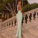 Elegant Satin Slip Dress With Halter Neck Tie-Front Detail - Solid Color Bodycon Midi Dress For Women_ecoleips.com