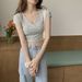 European American Cross-border Foreign Trade Wholesale Pure And Alluring Vintage Printed V-neck For Women, Summer Floral_ecoleips.com