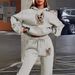 Women's Hip Hop Street Style Hoodie And Sweatpants Set Casual Loose Fit Warm Autumn Winter Clothing Cartoon Rabbit Print_ecoleips.com