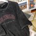 Trendy Cotton Washed Letter Slim Fit Versatile Slimming European And American Style Printed Korean Version T-Shirt_ecoleips.com