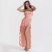 2026 New Summer European And American Style Sexy Ruffle Off-Shoulder Sleeveless Slit Dress For Women_ecoleips.com