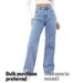 Aria Basics Cross-Border Foreign Trade European And American High-Waisted Women's Jeans With Fleece, Washed Loose Wide-Leg_ecoleips.com