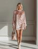Women's Velvet Short Dress Velvet A-Line Midi Dress With Flounce Sleeves (Pink/Purple/Khaki/Olive, S/M/L/XL/XXXL)_ecoleips.com