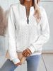 Women's Zip Neck Long Sleeve Casual Sweatshirt T-Shirt - Soft Polyester Blend, Relaxed Fit, Stylish Pullover For Fall & Winter_ecoleips.com