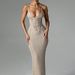 Beach Dress, Sexy V Neck Halter Bodycon Dress, Backless Hollow Out Strappy Knit Maxi Dress._ecoleips.com