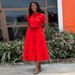 Women's new temperament round neck short-sleeved top high waist button-down skirt suit_ecoleips.com