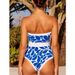 Women’s Clothing new fashion printed one piece swimsuit female long sleeved blouse French retro hot spring swimsuit_ecoleips.com
