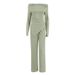 Women's Clothing Gray Knitted Fashionable Temperament One Shoulder Long Sleeved High Waist Wide Leg Pants Commuter Leisure Suit_ecoleips.com