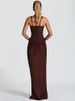 Mozision Backless Ruched Sexy Maxi Dress Women Elegant Square Collar Tapered Straps Sleeveless Bodycon Club Party Long Dress_ecoleips.com