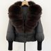 Women’s Short Puffer Jacket – Fox Fur Trim, Lightweight Down Coat (Detachable Hood, Oversized Collar, 14 Color Combos, S/M)_ecoleips.com