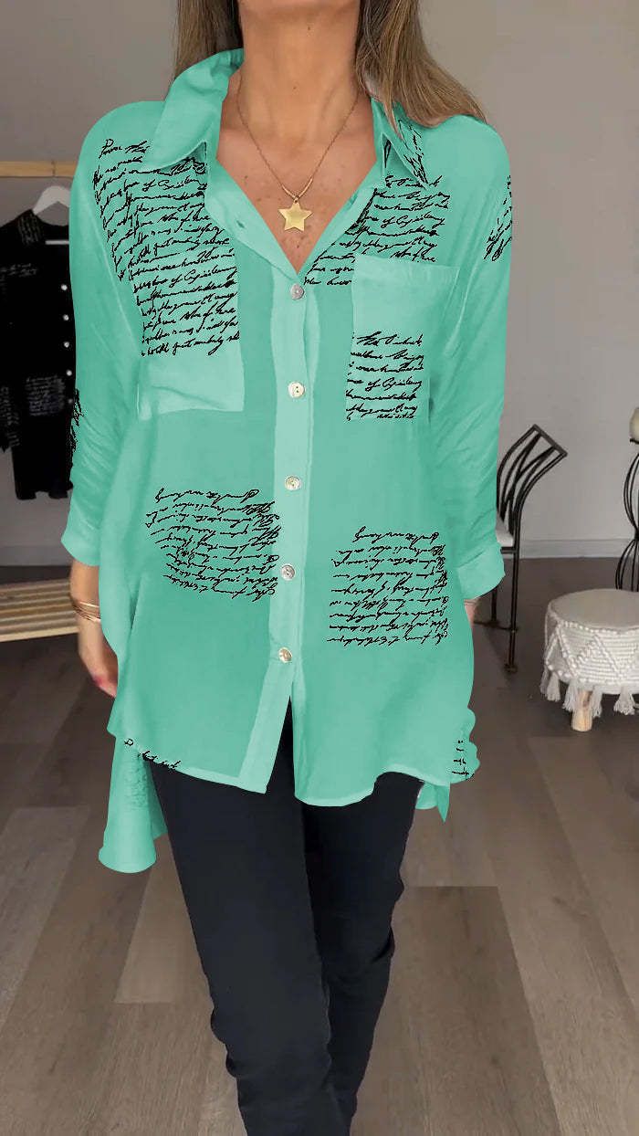 Women's Print Swallowtail Shirt Loose Fit Fashion Spring Summer New Independent Station Clothing_ecoleips.com